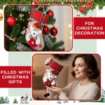 HASTHIP Christmas Stockings Set for Tree and Home Decor featuring 4pcs 14x19 cm Fabric Designs
