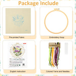 HASTHIP DIY Embroidery Art Craft Kit for Beginners with 20cm Hoop and Color Yarns | Flower Canvas Decoration