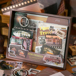 HASTHIP Vintage Scrapbooking Stickers Gift Set for DIY Journals with A6 Notebook and 160x212mm Portable Box | Brown Time-Themed Stationery