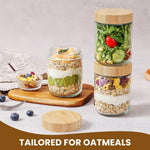 HASTHIP Airtight Glass Jar for Kitchen Storage with Wooden Lid 16oz Clear Mason Design