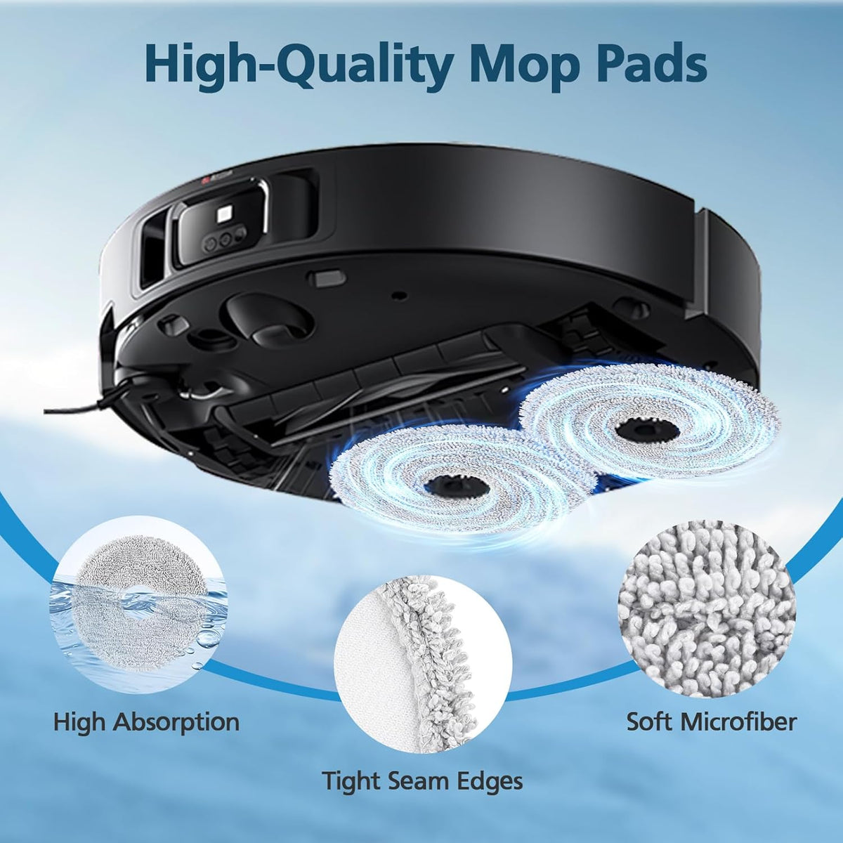 HASTHIP® 6-Pack Mop Pads Compatible with Dreame L40 Ultra,X40 Ultra,X50 L50 L10S L10S Pro Heat Gen2 L40S X30 L10 Robot Vacuum