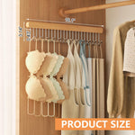 HASTHIP Belt Organiser for Wardrobe featuring 12 U Shaped Hooks 41x8cm Wooden Pull Out Design