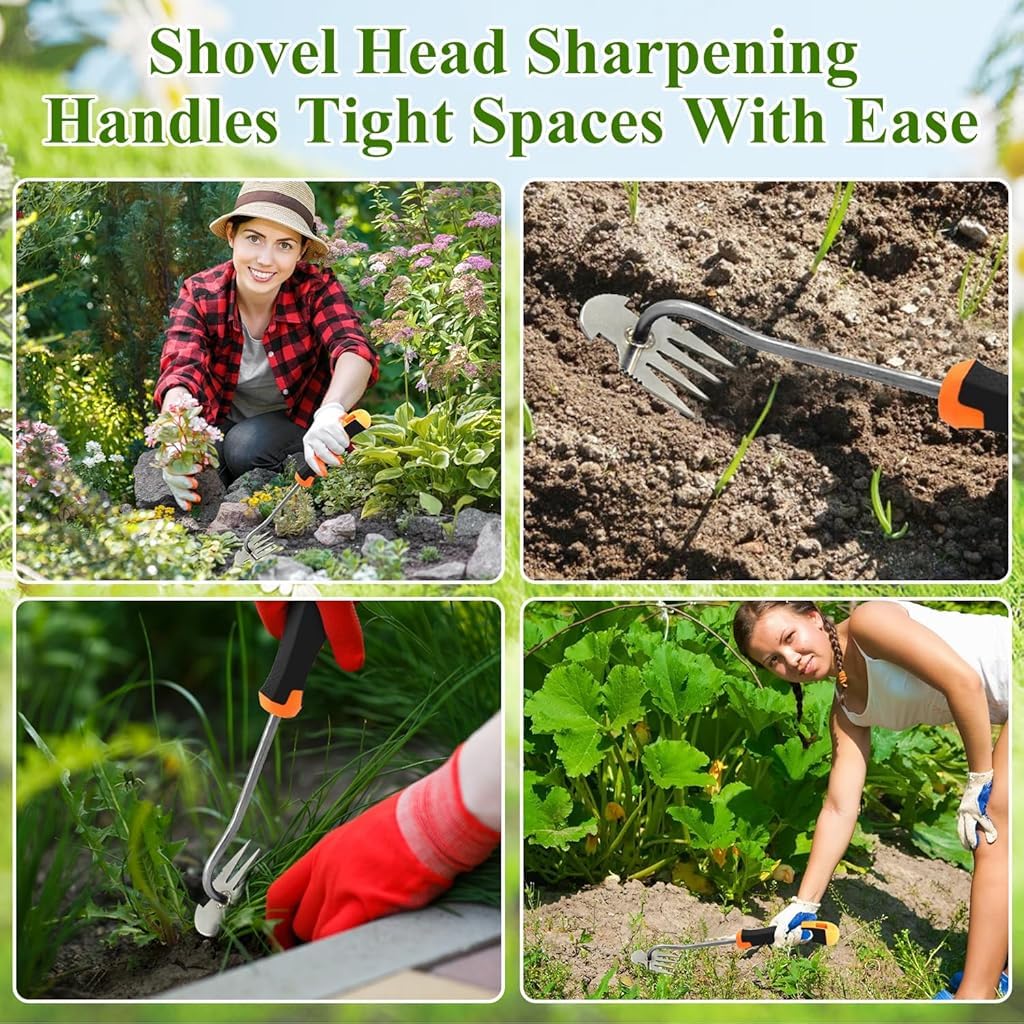 HASTHIP Gardening Weeding Tool for Indian Gardens with 13.78 in 4 Claw Design and Ergonomic Handle