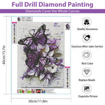 HASTHIP Diamond Painting Kit for Home Decoration with 12x16inch Butterfly Full Drill | DIY Art Gift for Adults and Kids