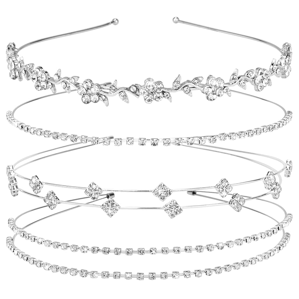 HASTHIP® SANNIDHI 4Pcs Diademas Metálicas Onduladas para Mujeres y Hombres, Diadema Primavera Negra con Diseño Geométrico, Antideslizante, Ligera, Accesorios elegantes para Cabello Liso, Ondulado o