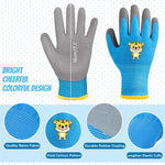HASTHIP Kids Gardening Gloves for Outdoor Play with Protective Rubber Coating | 3 Pairs for Ages 5–9
