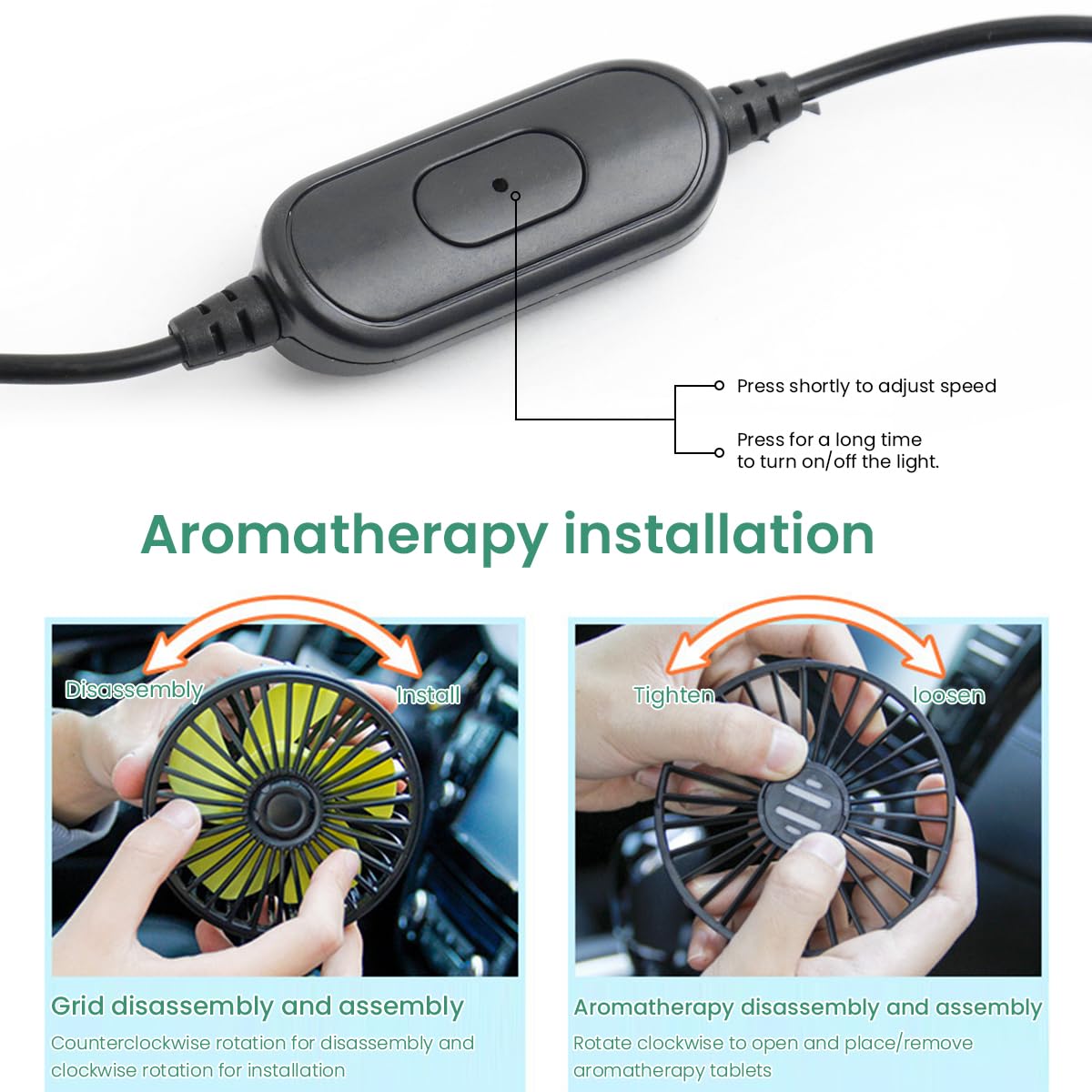 HASTHIP USB Car Fan for Air Vent with 3.39 in 5 Blade Clip On Design and ABS Build | 3 Speeds