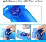 HASTHIP® Bolsa de Hidratación 2L Sin BPA,Vejiga de Agua Antibacteriana a Prueba Fugas con Boquilla ON/Off,Depósito Agua con Gran Apertura para Senderismo Ciclismo y Running (Azul 1