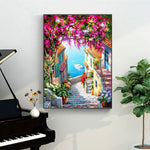 HASTHIP Paint by Numbers Art Kit for Wall Decor featuring Mediterranean Dreamscape 16x20 in | DIY Acrylic Oil Canvas Craft Set