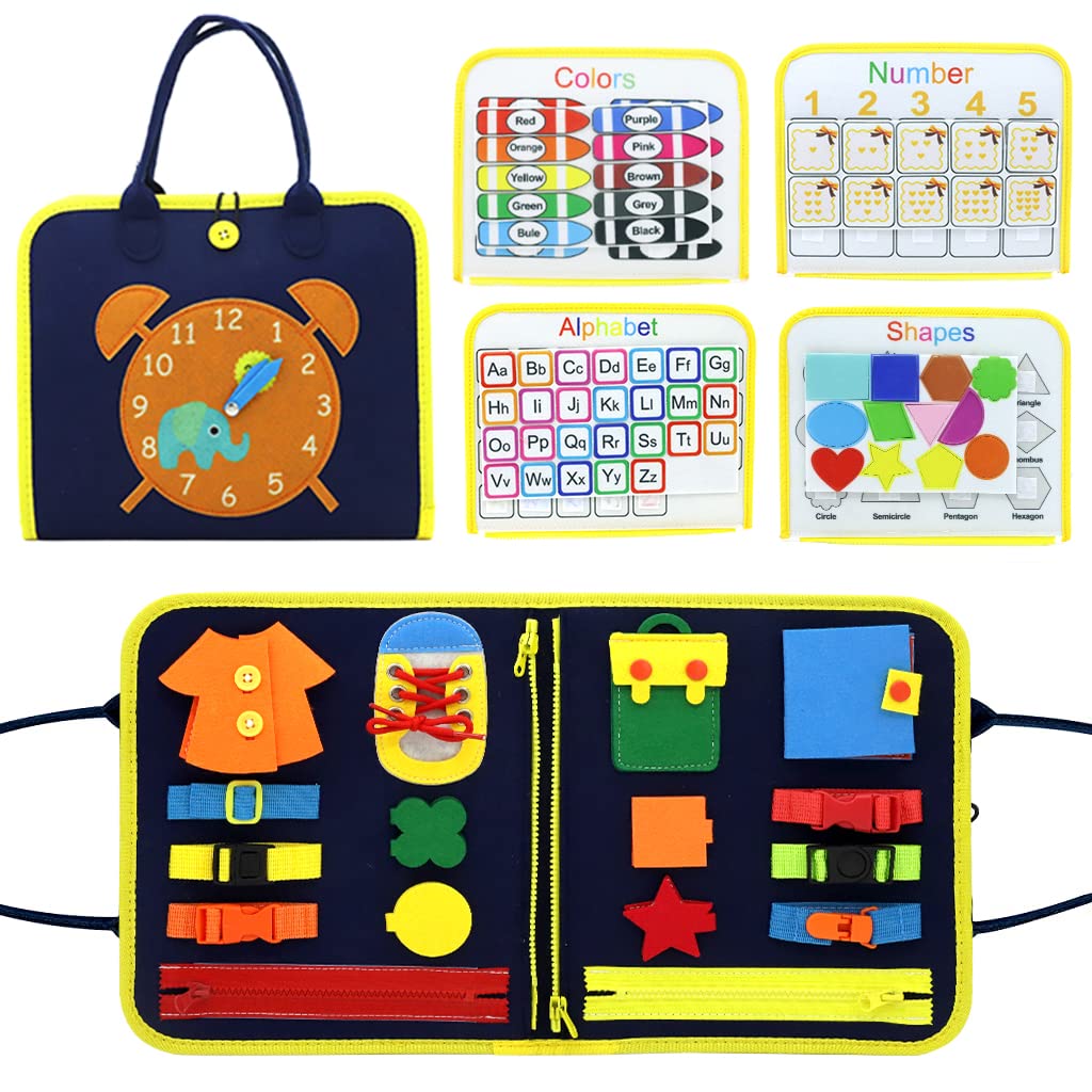 HASTHIP® All in 1 Educational Montessori Toy for 1 to 4 Year Old Kids and Parent Activity for Develop Basic Skill Upgrade Toddler Busy Board and Bag Design for Airplane or Car Travel