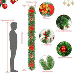 HASTHIP Christmas Garland for Fireplace and Stair Decor with Red Flowers and Berries 106 in | Festive Indoor Outdoor Holiday Decoration