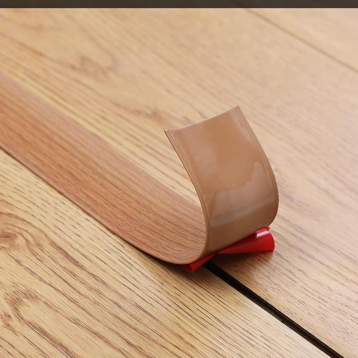 HASTHIP Floor Transition Strip for Joining Floor Gaps with Self Adhesive PVC 47.2 x 1.57 in Wood Color | Easy Trim Fit
