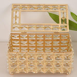 Tissue Box Holder with Crystal Glass Beads, Paper Napkin Holder for Car, Crystal Napkin Holder Facial Tissue Holder Tissue Box Holder for Bathroom Kitchen Dining Room, 7.4x4.3x3.9 Inches