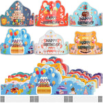 HASTHIP Birthday Cap and Crown Set for Kids Party with 12 Paper Hats | 6 Cartoon Designs