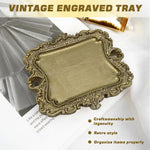 HASTHIP Jewelry Tray Organizer for Dresser featuring Embossed Resin Edge and Retro Metallic Finish 4.92x4.45 in