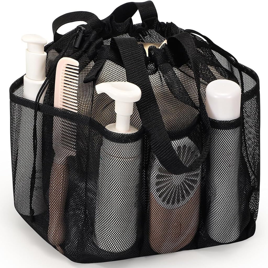 HASTHIP Mesh Shower Caddy for College Dorm and Gym Use with 8 Pockets Quick Dry Nylon | Hanging Toiletry Bag for Travel