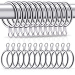 Metal Curtain Rings 12PCS - Bigger Curtain Rings Metal with 37mm Inner Diameter & Eyelets for Window Rods, Durable & Rustproof Curtain Hooks for Drapes, Curtain, Bath Curtain (Silver)