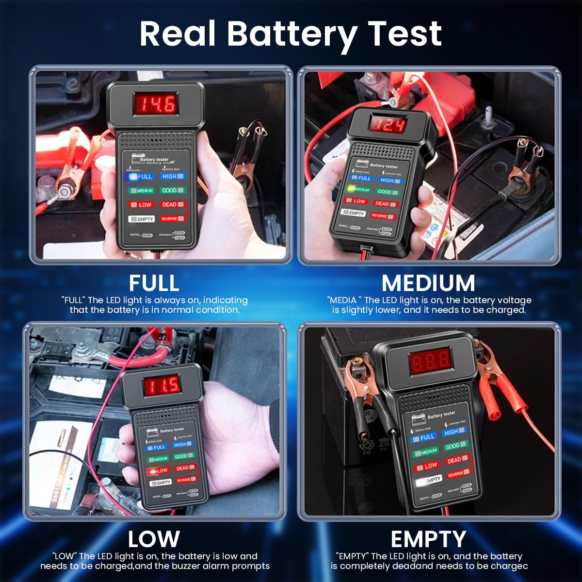 HASTHIP® 12V Car Battery Tester Generator Tester Automotive, Battery Monitor Analyzer Universal Vehicle Battery