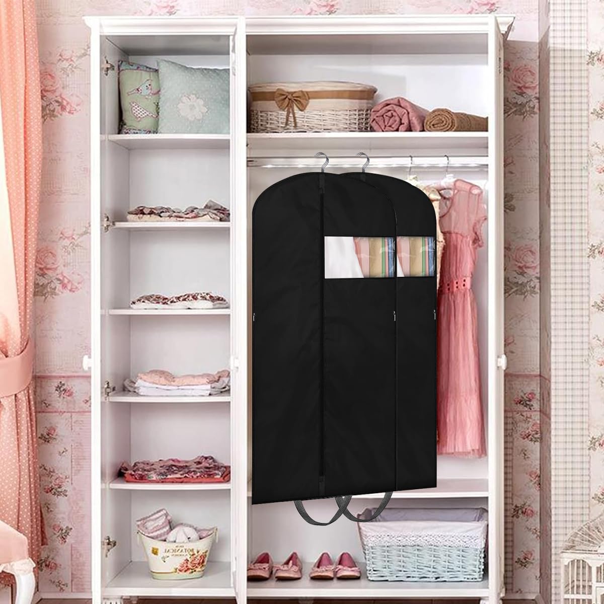 HASTHIP Wedding Dress Dustproof Cover 1.8m Long with Zipper and Clear Window for Hanging Storage