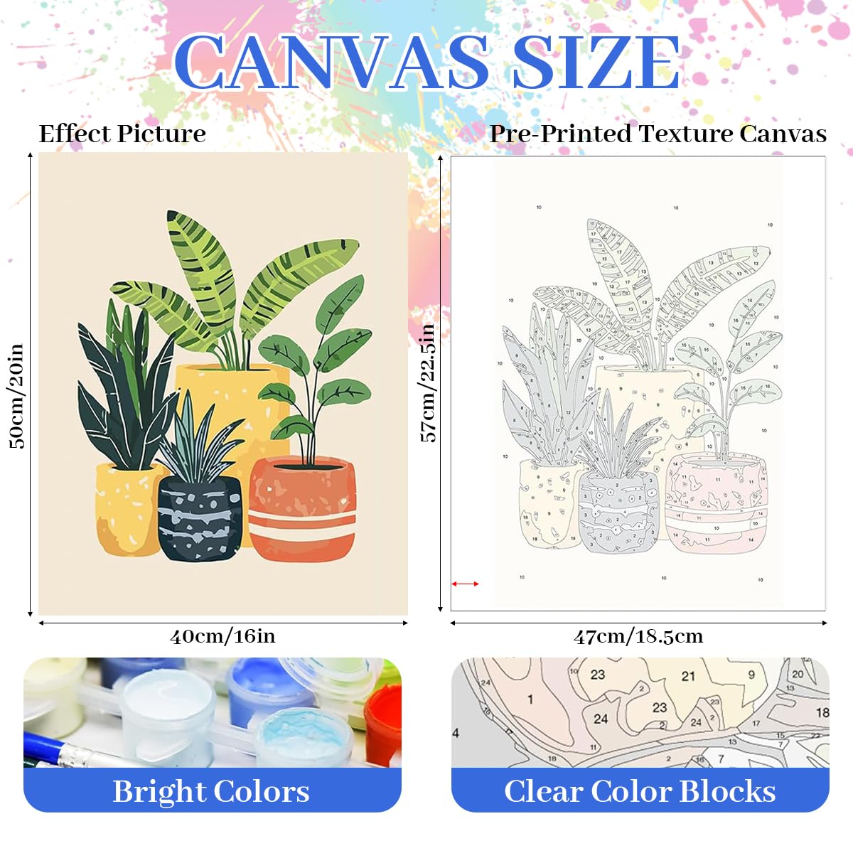 HASTHIP Paint by Numbers Kit for Adults and Kids featuring 40x50cm Canvas | Acrylic Botanical Art Set