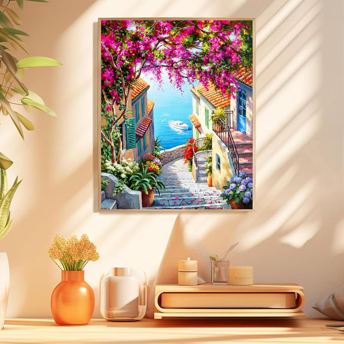 HASTHIP Paint by Numbers Art Kit for Home Décor featuring Mediterranean Scene 16x20 inches