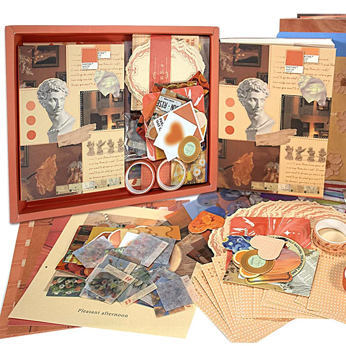 HASTHIP Scrapbook Stickers Supplies Kit for DIY Journals with 31 Sheets & 2 Washi Tapes | Vintage Aesthetic Album Set
