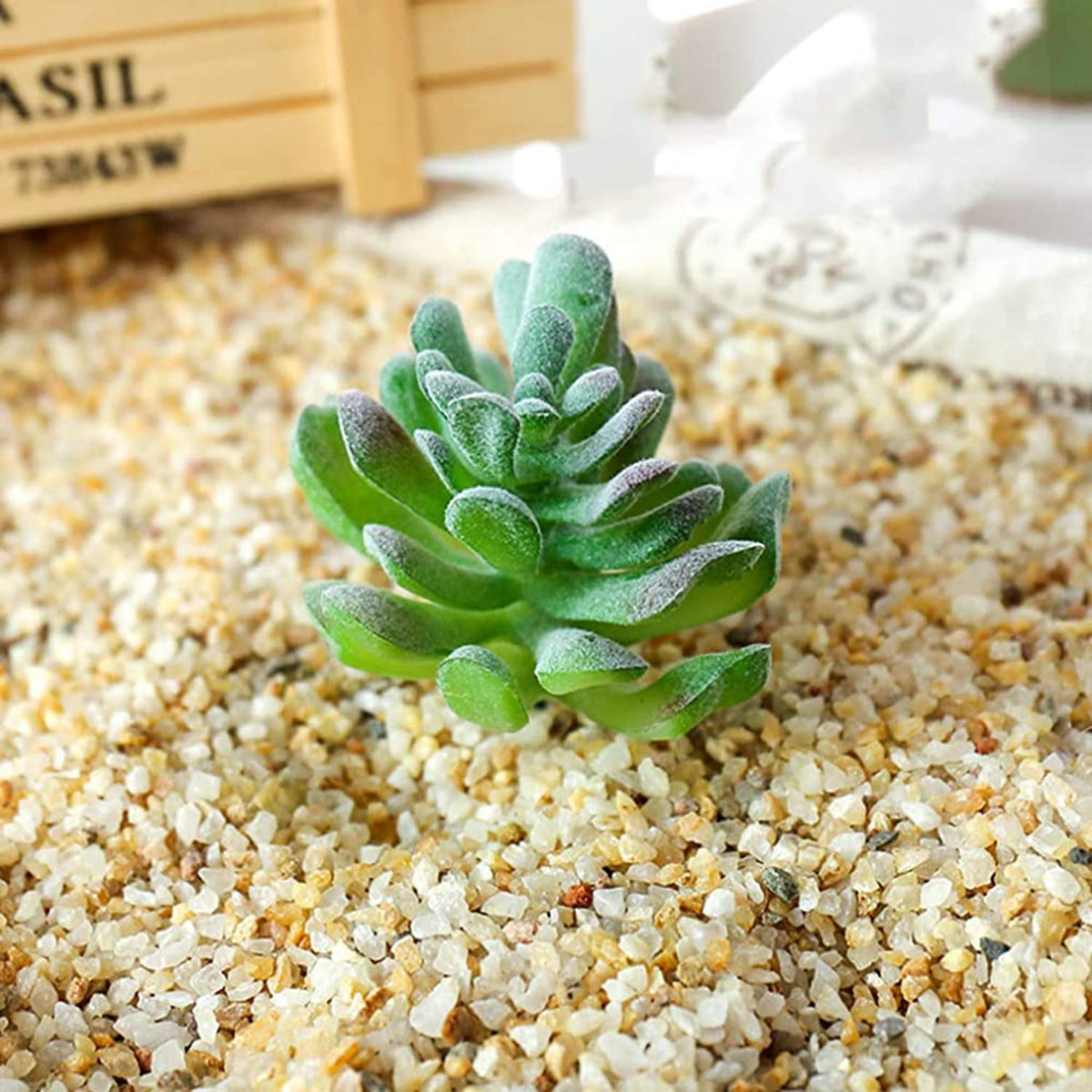 HASTHIP Artificial Plants for Home Decor with 9Pcs PVC Flocked Succulents | Indoor and Outdoor Decorations