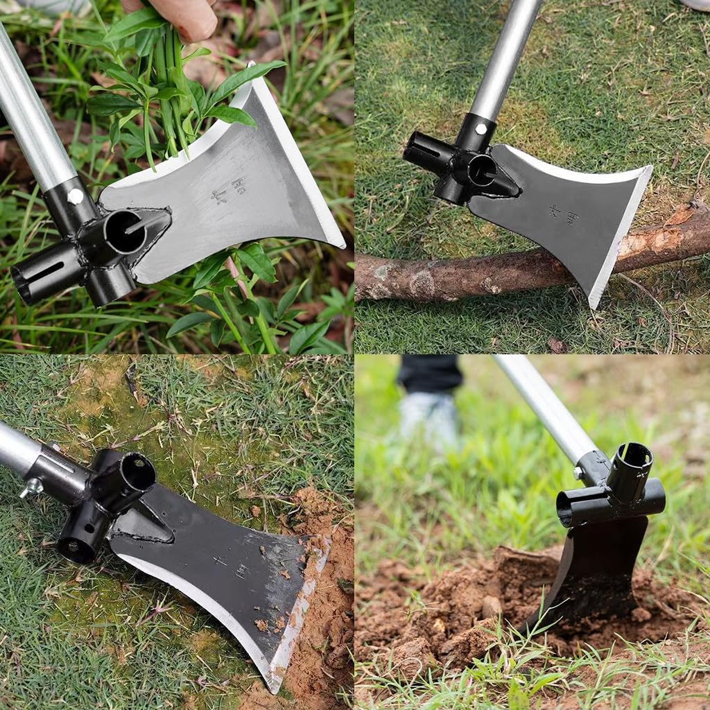 HASTHIP® Gardening Tool 3 In 1Multifunctional Gardening Sickle Shovel Tool Axe Tool with 11.8'' Steel Handle High Carboon Steel Sickle Shovel Tool Versatile Gardening Handy Tool