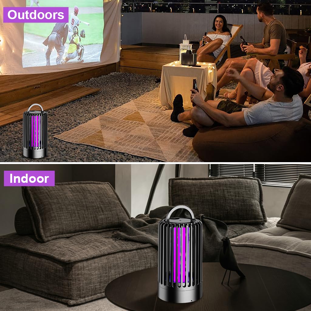 HASTHIP UV Mosquito Killer Lamp for Indoor Outdoor Use with 3600V Grid and Light Sensor | USB Powered Quiet Operation