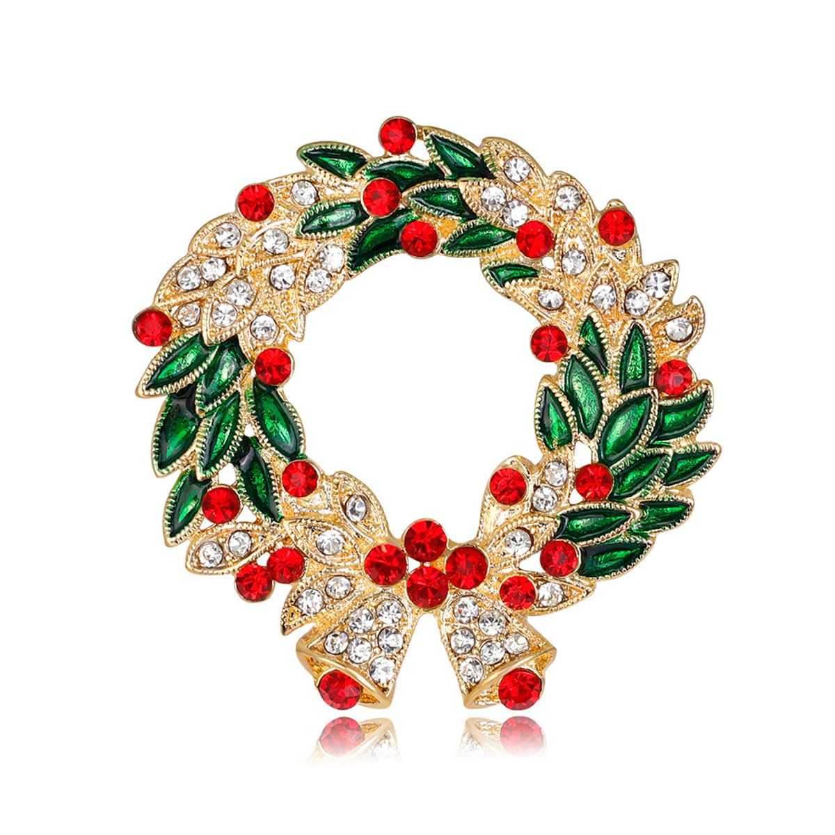 HASTHIP® Christmas Brooch for Women Men Inlaided Rhinestone Shining, Christmas Bell Brooch, Alloy Brooch for Coat Dress Gown Shawl Sweather, Christmas Gift
