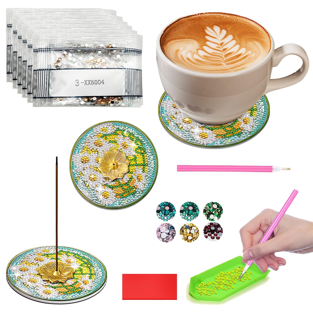 HASTHIP Diamond Painting Kit for Home Decor with Dual Function Lotus Incense Holder | DIY Gift Set