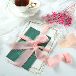 HASTHIP Chiffon Ribbons Set for Gift Wrapping & Wedding Decor featuring Fringe Fabric 1.5 x 7Yd
