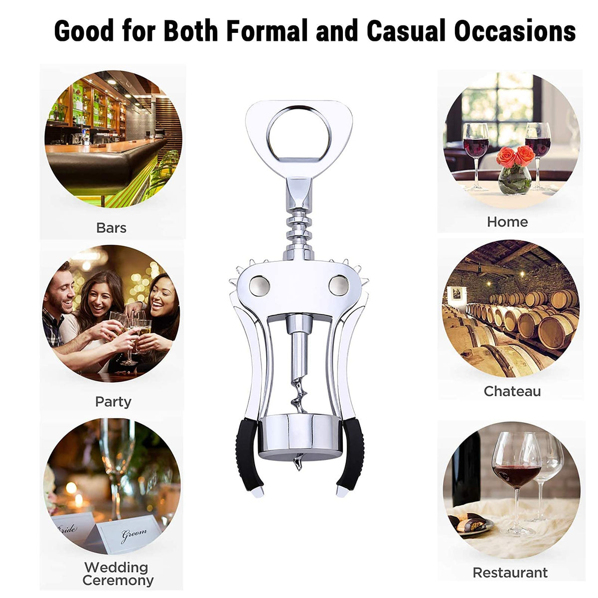 HASTHIP Wine Opener with Air Pressure Pump and Tinfoil Cutter featuring 19.5 cm Design | Easy Cork Removal for Parties