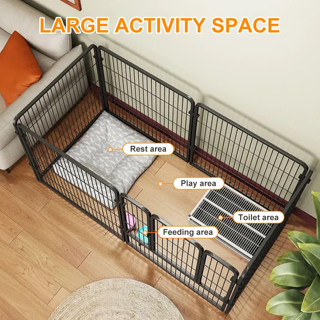 HASTHIP® Dog Playpen Metal Pet Playpen Free Assembly Indoor Pet Fence with Door Playpen for Dog Cat Playpen Indoor DIY Fence Foldable Pet Playpen for