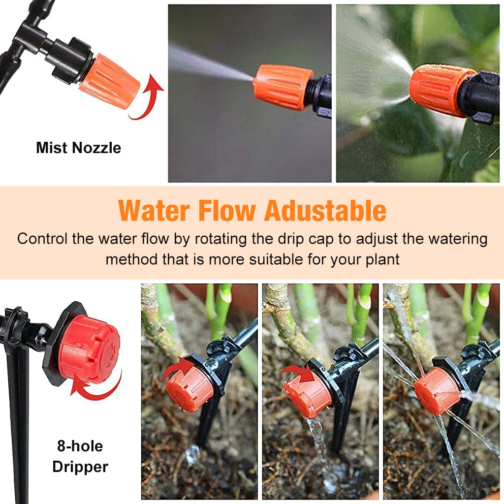 Drip Irrigation Kit for Home Garden 30 Plants with 30m Adjustable Micro DIY Irrigation Kit, Heavy Duty Drip Irrigation Accessories For 30 Pot with Install Kit