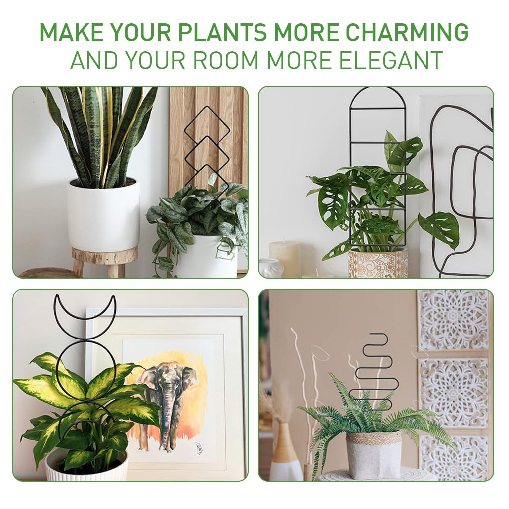 HASTHIP® Metal Trellis for Climbing Plant - 4Pcs Trellis for Potted Plants - Creeper Plant Support Decorative - Climbing Trellis for Plant Pots - Outdoor/Indoor Vines Plant Trellis for Flower Pot