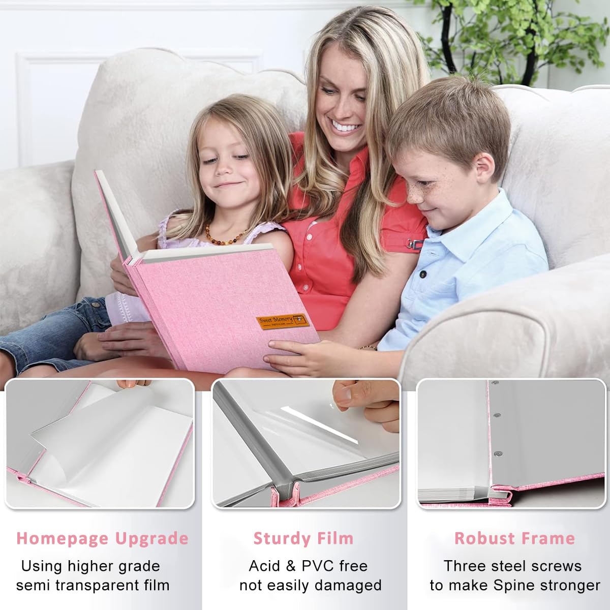 HASTHIP DIY Photo Album for Memories with 40 Pages and Aluminum Spindle Binding | Linen Cover Scrapbook for Family and Travel Photos