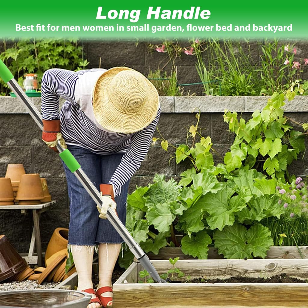 HASTHIP® 1.6m Gardening Weeder Assembly Long Handle Iron Weeder Wide Hoe Design Labor Saving Manual Gardening Weeder for Removing Weeds, Loosening Soil, Mixing Mulch & Compost