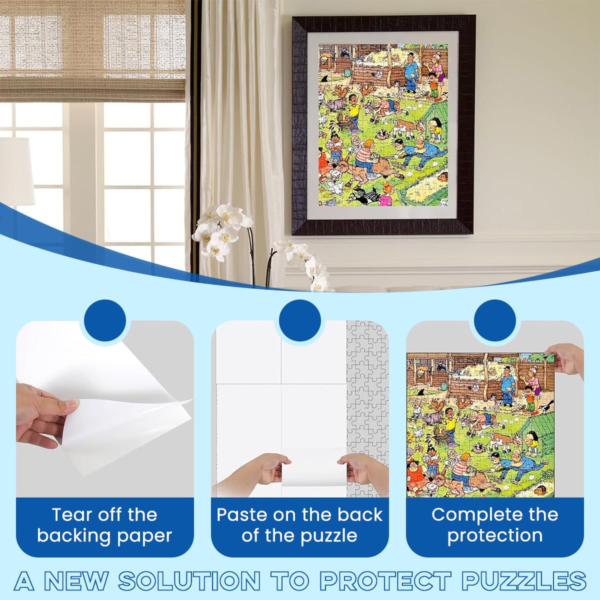 HASTHIP Puzzle Saver Sheets for 1000 Piece Puzzles with Self Adhesive 26x18cm | 8 Pack