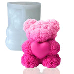 HASTHIP 3D Rose Bear Candle Molds for DIY Soap and Resin Crafts with Non Stick Silicone | Ideal for Gifts and Home Decor