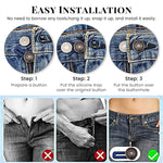 6pcs Pants Waist Button Extender, Flexible Jeans Adjustable Buttons, Metal No Sew Detachable Buttons for Jeans Pants Waistband Expander