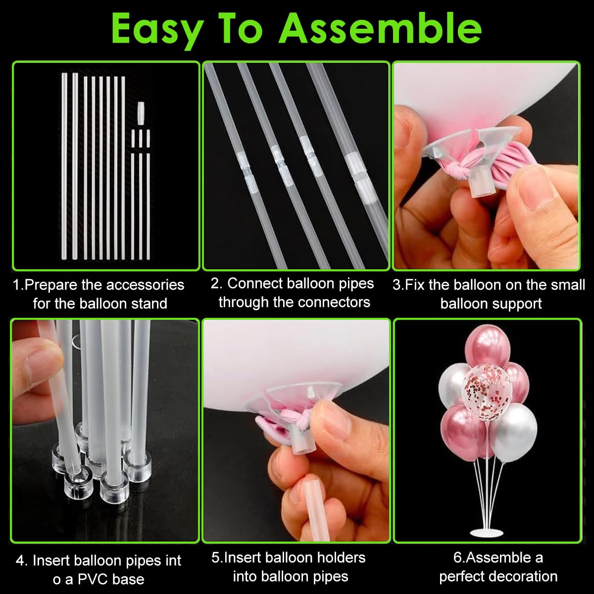 HASTHIP Party Balloon Supplies Set for Birthday and Wedding Decorations | Includes Hand Pump, Clips and Display Stand