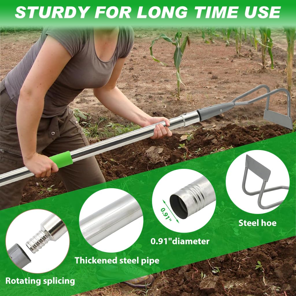 HASTHIP Gardening Grass Puller Tool for Lawn and Garden with 1.6 m Adjustable Handle | Ergonomic Metal Weeder for Weed Removal and Soil Loosening
