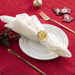 HASTHIP Napkin Rings for Dinner Table featuring Flower Rhinestone Design 6 Pcs Gold Set