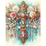 HASTHIP Diamond Art Painting Kit for Home Decor with Tools and Canvas 11.8x15.7 in | DIY Rose Cross Design