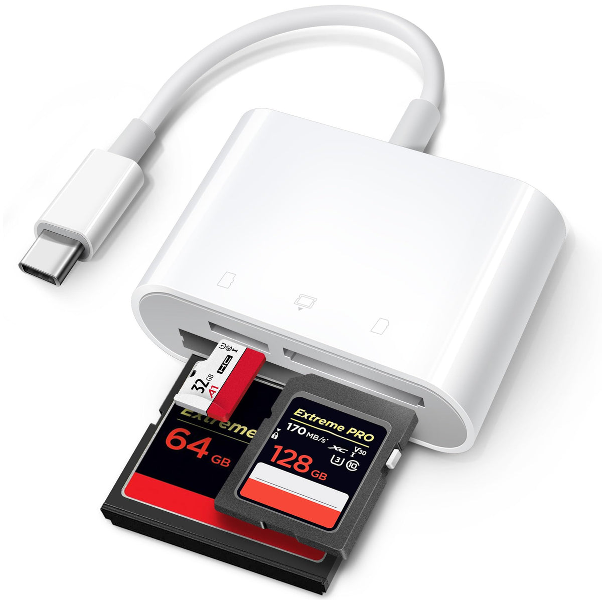 HASTHIP® USB C SD Card Reader for 15/iPad/Mac, ChiaoPio USB C to SD CF, Type C Memory Card Adapter with Compact Flash/CF/SD/MicroSD Slots Compatible with iPad MacBook Pro/Air/Mini Mac Laptop-White
