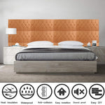 HASTHIP Bed Headboard Foam Panels 4 pcs with 8mm Adhesive Backing in Brown Leather Style | Easy to Install Wall Pads for Bedroom and Living Room Decor