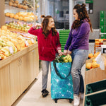 HASTHIP Portable Shopping Cart for Groceries with Wheels and Telescopic Handle | Foldable Waterproof Floral Bag