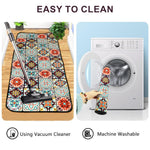 HASTHIP® 2 Pcs Kitchen Comfort Rugs Anti-Fatigue Floor Mat for Kitchen, Diatom Absorbent Standing Mat Soft & Quick-Dry, Retro Floral Mat for Kitchen, Entry, Bathroom, 120x40cm & 40x60cm