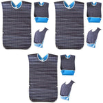 HASTHIP Adult Bibs for Elderly with Waterproof Anti Oil Layer 78 x 44cm Blue 3 PCS | Washable Mealtime Clothing Protector